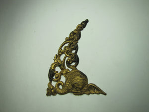 Antique Decorative Arts Brass Hardware Element Winged Beast Serpent Koi Devil Fish Detailed