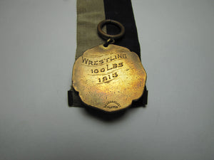 1916 BC BOSTON COLLEGE Wrestling Antique Sports Award Medallion DIEGES & CLUST Plated
