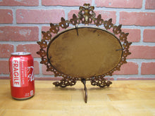 Load image into Gallery viewer, Antique Griffin Dragon Beast Fleur De List Bevel Edge Easel Back Mirror 7361
