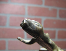 Load image into Gallery viewer, COMPLIMENTS OF C BUCHHOLTZ Co HOBOKEN NJ Antique Advertising Gecko Lizard Brass Bronze Foundry Company Ad

