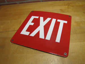 EXIT Old Porcelain Sign Gas Station Repair Shop Industrial Safety