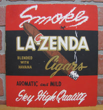 Load image into Gallery viewer, LA-ZENDA CIGARS Original Old Store Display Advertising Sign AIRPLANE SMOKE CLOUD Blended with Havana Aromatic and Mild Sky High Quality

