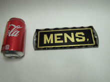 Load image into Gallery viewer, MENS Antique Chip Glass Advertising Sign Restroom Bathroom Diner Gas Station Ad Gold &amp; Black
