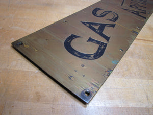GAS APPLIANCES Antique Hardware Store Brass Advertising Sign Door Push Kickplate Impressed Lettering Design