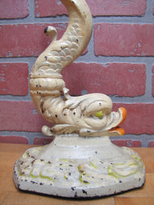 Serpent Dauphin Koi Devil Fish Old Prototype Cast Iron Doorstop Decorative Art Statue Figural Door Stopper