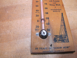 VIERA WELL DRILLING Portsmouth RHODE ISLAND Old Wooden Advertising Thermometer DORFMANN Bros Baldwin NY