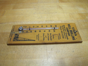 VIERA WELL DRILLING Portsmouth RHODE ISLAND Old Wooden Advertising Thermometer DORFMANN Bros Baldwin NY