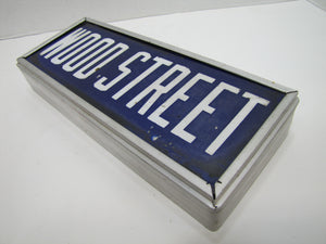 Old Porcelain WOOD STREET Sign name road custom aluminum framed advertising