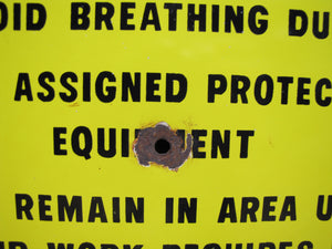 CAUTION ASBESTOS DUST HAZARD Old Porcelain Industrial Repair Shop Safety Advertising Sign