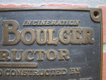 Load image into Gallery viewer, MORSE BOULGER DESTRUCTOR NEW YORK NY Old Bronze Brass Nameplate Plaque Sign Equipment Machinery
