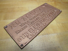 Load image into Gallery viewer, OTIS ELEVATOR Co NEW YORK CHICAGO Antique Cast Iron Advertising Part # Plaque Sign
