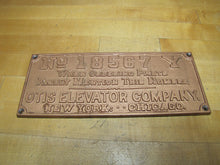 Load image into Gallery viewer, OTIS ELEVATOR Co NEW YORK CHICAGO Antique Cast Iron Advertising Part # Plaque Sign
