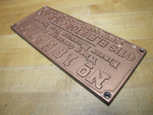 Load image into Gallery viewer, OTIS ELEVATOR Co NEW YORK CHICAGO Antique Cast Iron Advertising Part # Plaque Sign
