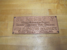 Load image into Gallery viewer, OTIS ELEVATOR Co NEW YORK CHICAGO Antique Cast Iron Advertising Part # Plaque Sign
