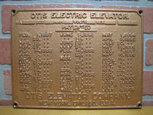 Load image into Gallery viewer, OTIS ELECTRIC ELEVATOR NEW YORK CHICAGO USA Antique Cast Iron Advertising Plaque Sign Patent
