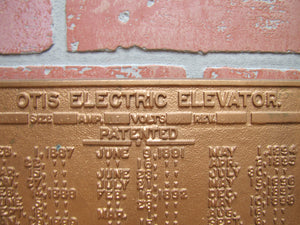OTIS ELECTRIC ELEVATOR NEW YORK CHICAGO USA Antique Cast Iron Advertising Plaque Sign Patent