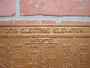 OTIS ELECTRIC ELEVATOR NEW YORK CHICAGO USA Antique Cast Iron Advertising Plaque Sign Patent