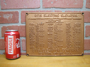OTIS ELECTRIC ELEVATOR NEW YORK CHICAGO USA Antique Cast Iron Advertising Plaque Sign Patent