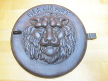 Load image into Gallery viewer, LIONS HEAD BEAST CLEAN OUT Antique Cast Iron Architectural Hardware Element
