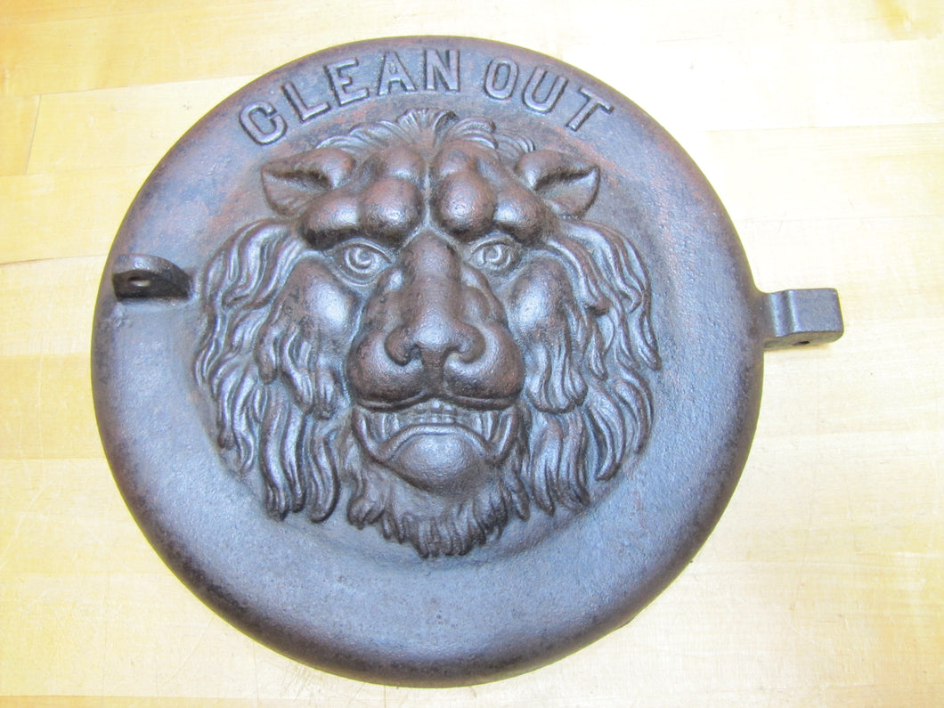 LIONS HEAD BEAST CLEAN OUT Antique Cast Iron Architectural Hardware Element