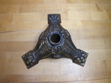 Load image into Gallery viewer, Antique Cast Iron Flag Pole Stand Claw Paw Feet Ribbed Legged Scrollwork Ornate
