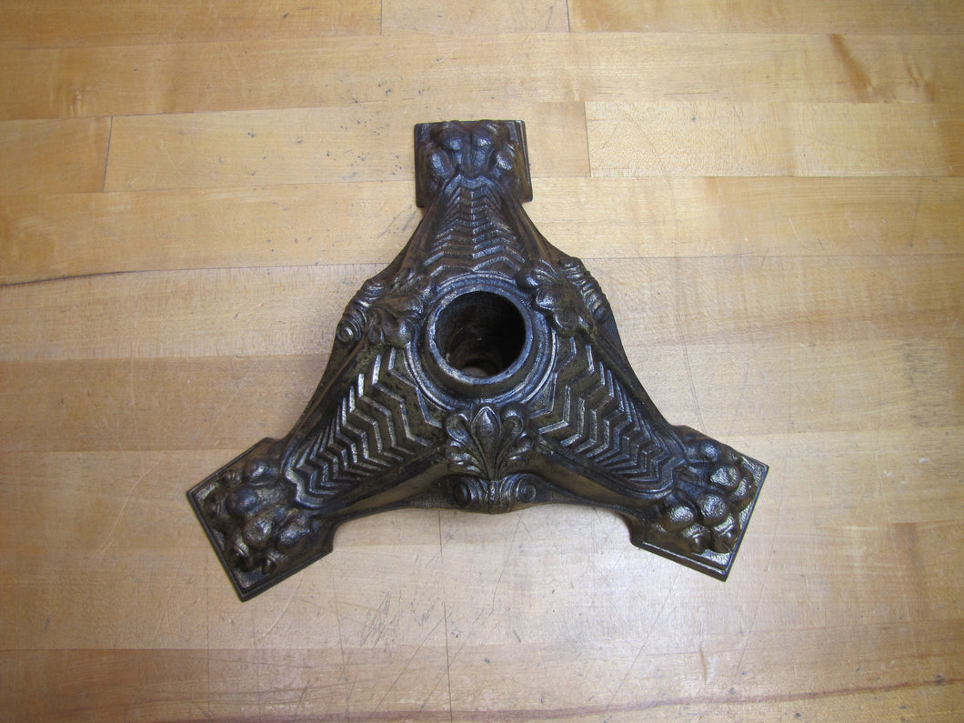 Antique Cast Iron Flag Pole Stand Claw Paw Feet Ribbed Legged Scrollwork Ornate