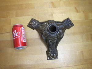 Antique Cast Iron Flag Pole Stand Claw Paw Feet Ribbed Legged Scrollwork Ornate