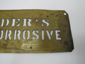 REEDER'S ANTI-CORROSIVE Old Brass Stencil Sign Paint Gas Oil Industrial Advertising