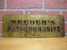 Load image into Gallery viewer, REEDER&#39;S ANTI-CORROSIVE Old Brass Stencil Sign Paint Gas Oil Industrial Advertising
