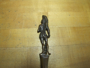 NATIVE AMERICAN INDIAN CHIEF Old Bronze Brass Figural Letter Opener Page Turner