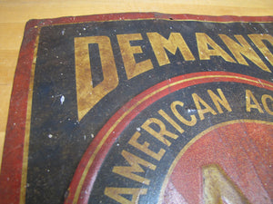 AMERICAN AGRICULTURAL FERTILIZERS Orig Old Feed Seed Farm Sign SHANK Co NEW YORK DEMAND AA QUALITY Embossed Tin Advertising Sign