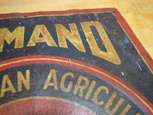 AMERICAN AGRICULTURAL FERTILIZERS Orig Old Feed Seed Farm Sign SHANK Co NEW YORK DEMAND AA QUALITY Embossed Tin Advertising Sign