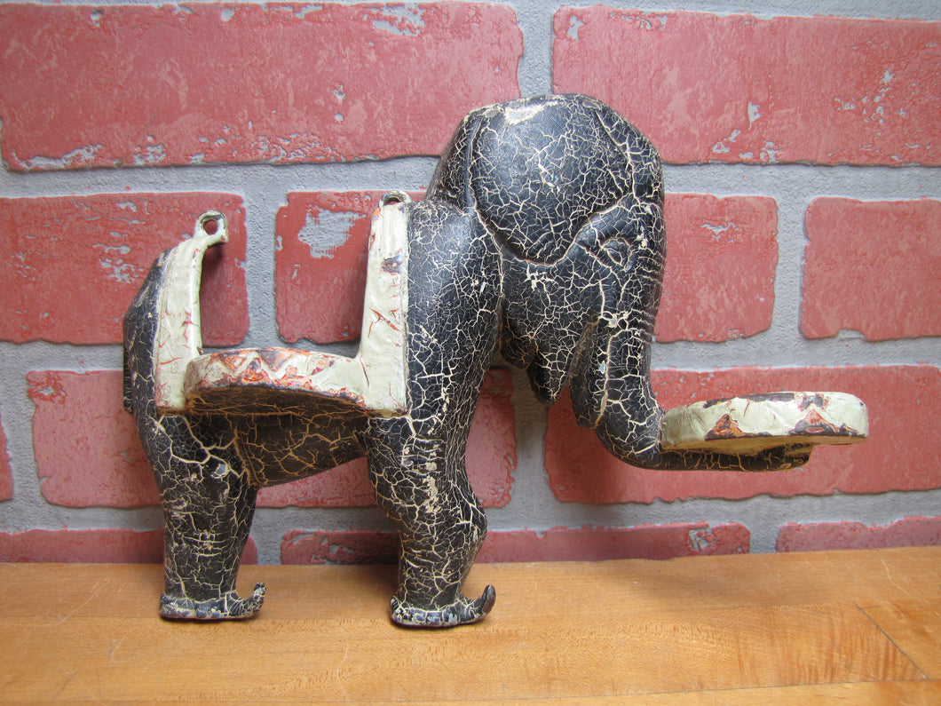 A W REISER TOLEDO OHIO Old Cast Iron Circus Elephant Kitchen Bathroom Holder Shelf Art