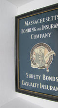 Load image into Gallery viewer, MASSACHUSETTS BONDING &amp; INSURANCE Co Old Reverse Glass Advertising Sign Native American Indian  Chaspec Greenwich Conn
