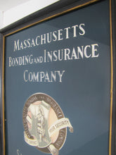 Load image into Gallery viewer, MASSACHUSETTS BONDING &amp; INSURANCE Co Old Reverse Glass Advertising Sign Native American Indian  Chaspec Greenwich Conn
