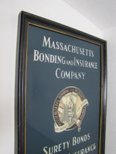Load image into Gallery viewer, MASSACHUSETTS BONDING &amp; INSURANCE Co Old Reverse Glass Advertising Sign Native American Indian  Chaspec Greenwich Conn
