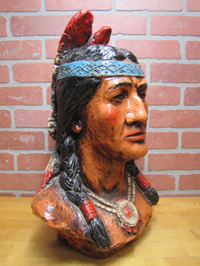 Native American Indian Bust Cigar Store Display Western Americana Plaster Chalkware