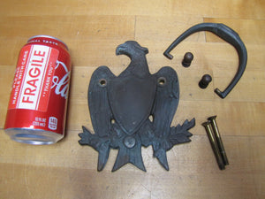 EAGLE Old Door Knocker Figural Hardware Element Crest Shield Bronze/Brass Decorative Arts Architectural