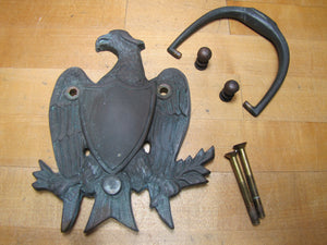 EAGLE Old Door Knocker Figural Hardware Element Crest Shield Bronze/Brass Decorative Arts Architectural