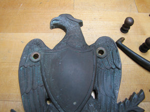 EAGLE Old Door Knocker Figural Hardware Element Crest Shield Bronze/Brass Decorative Arts Architectural