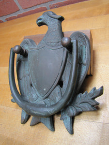 EAGLE Old Door Knocker Figural Hardware Element Crest Shield Bronze/Brass Decorative Arts Architectural