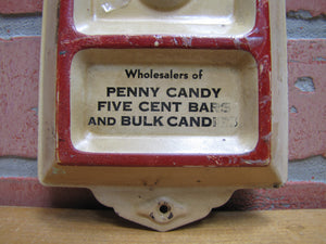 GINGHAM GIRL BREAD BUTTER-NUT BAKERY Original Old Advertising Thermometer Sign PENNY CANDY FIVE CENT BARS