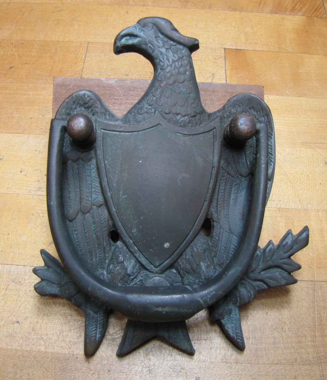 EAGLE Old Door Knocker Figural Hardware Element Crest Shield Bronze/Brass Decorative Arts Architectural