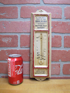 GINGHAM GIRL BREAD BUTTER-NUT BAKERY Original Old Advertising Thermometer Sign PENNY CANDY FIVE CENT BARS