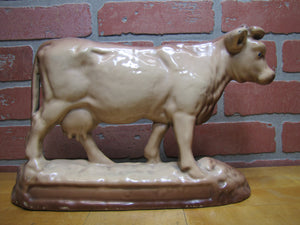 Old Cast Iron Enamel Cow Cattle Farm Butcher Shop Advertising Doorstop Artwork Exquisite Statue