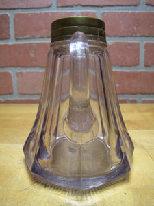 Antique Oil Lamp Light Side Handle Fluted Glass Bevel Sides Brass Top Threaded Fitter