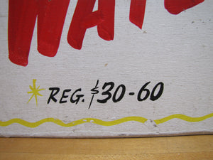 MUSICAL WATER GLOBES Old Store Display Advertising Sign Hand Painted Wooden Ad Special $15 reg $30-60