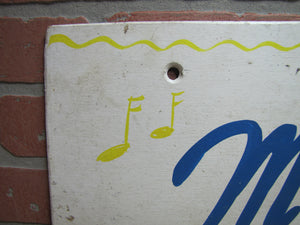 MUSICAL WATER GLOBES Old Store Display Advertising Sign Hand Painted Wooden Ad Special $15 reg $30-60