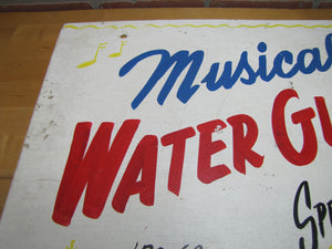MUSICAL WATER GLOBES Old Store Display Advertising Sign Hand Painted Wooden Ad Special $15 reg $30-60