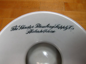 SHUSTER PLUMBING SUPPLY Co PHILADELPHIA Antique Porcelain Advertising Cuspidor Spittoon